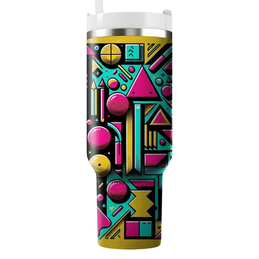 Vibrant 80s Neon Shapes  Travel Tumblers