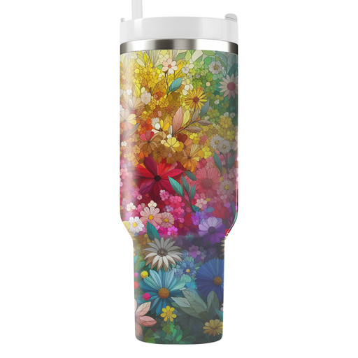 Spring Rainbow Bloom  Personalized Tumblers