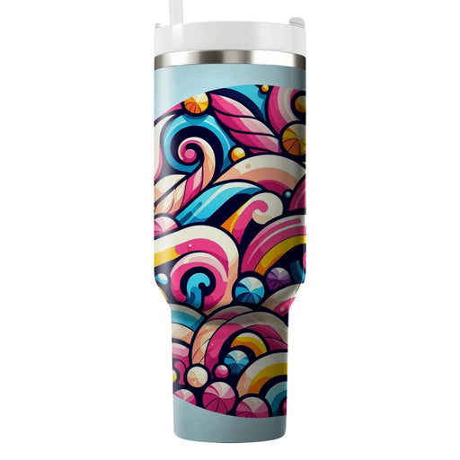 Whimsical Candy Swirls  Tumblers With Lids