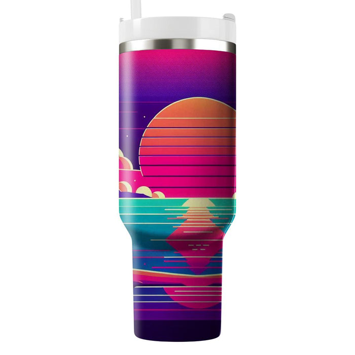 Retro Neon Sunset  Unique Tumblers