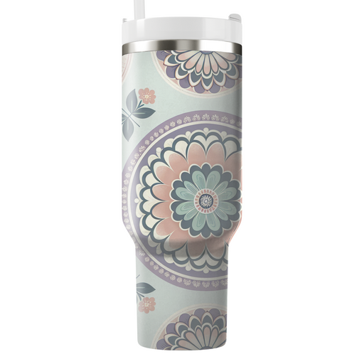 Circular Floral Medallion Tumbler Cups