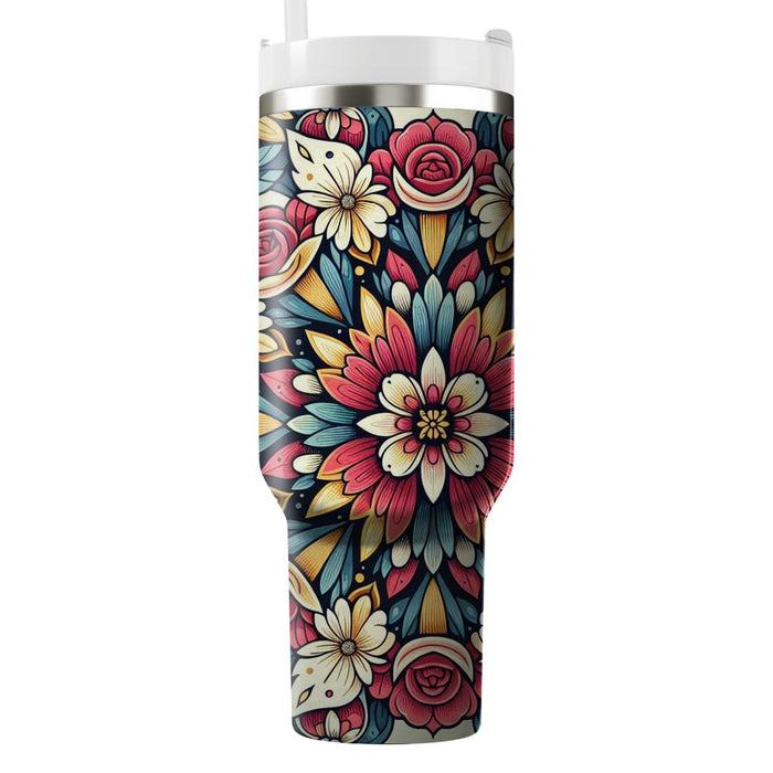 Floral Kaleidoscope Harmony  Decorative Tumblers