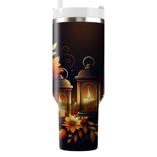 Autumn Leaves And Lanterns  Tumblers With Lids