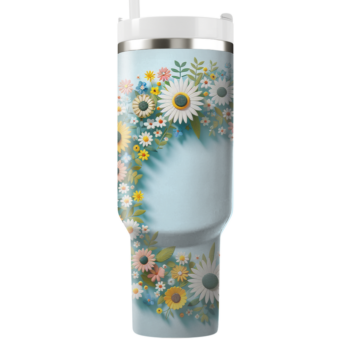 Whimsical Floral Wreath  Insulated Tumblers