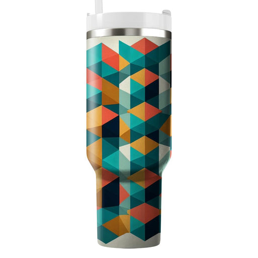 Geometric Tetrahedron Mosaic  Tumblers With Lids