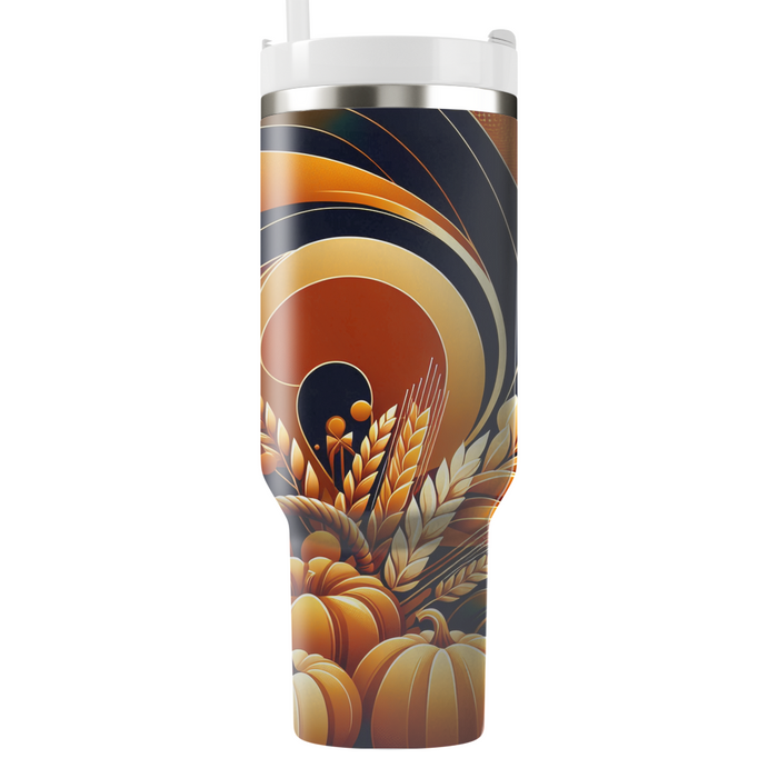 Abstract Harvest Gathering Tumblers With Lids