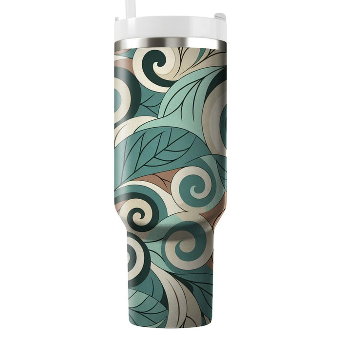 Whimsical Spiraling Leaves  Travel Tumblers