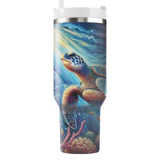 Whimsical Sea Turtle Journey  Tumbler Cups