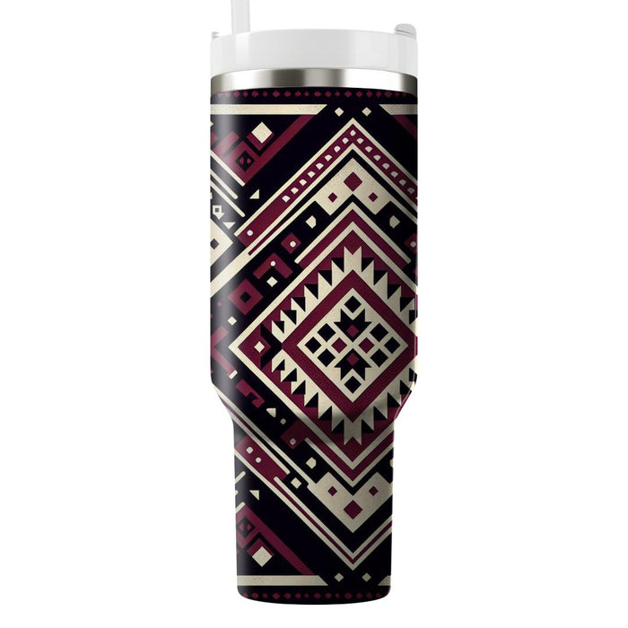 Tribal Inspired Diamond Pattern  Tumblers With Lids