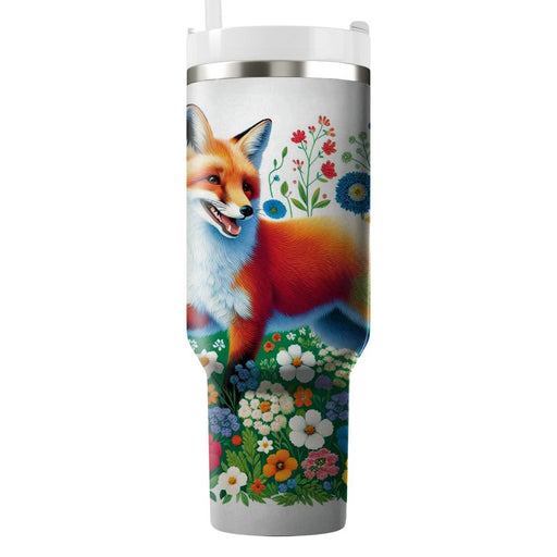 Whimsical Fox In The Flowers  Insulated Tumblers