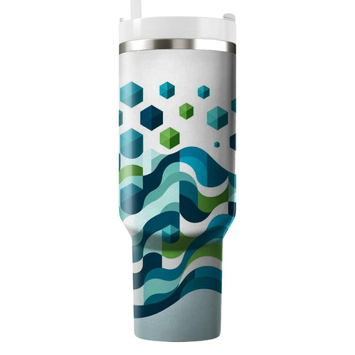 Modern Hexagonal Wave  Tumblers With Lids