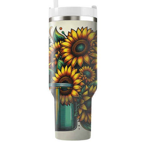 Bright Sunflower Burst  Custom Tumblers