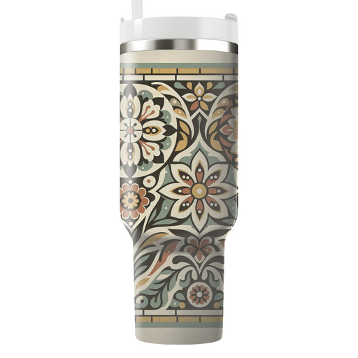 Vintage Floral Mosaic Decorative Tumblers