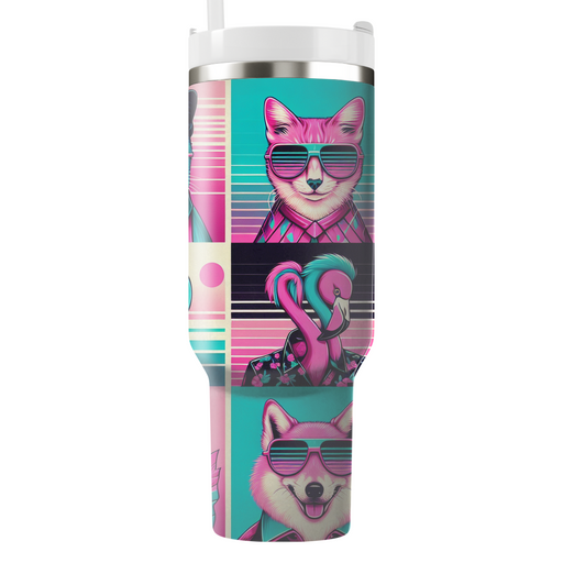 Sassy Synthwave Animals Personalized Tumblers