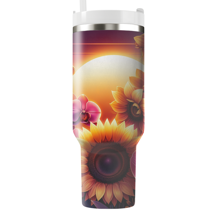 Sunset Floral Harmony  Tumblers With Lids