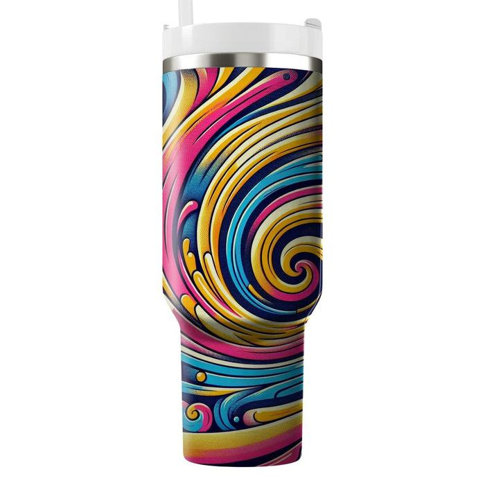 Retro Rainbow Swirl  Travel Tumblers