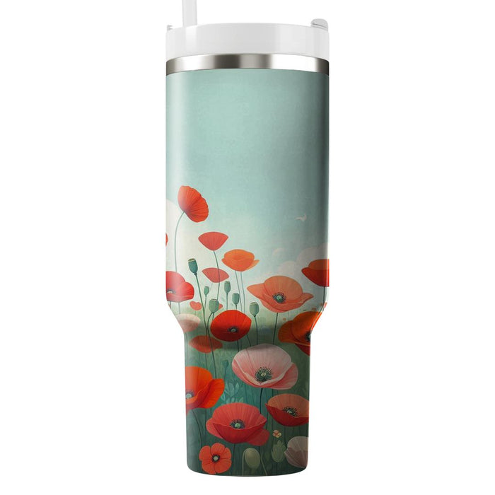 Whimsical Poppy Fields  Tumbler Cups