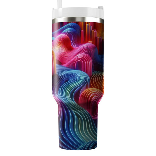 Vintage Neon Waves  Travel Tumblers