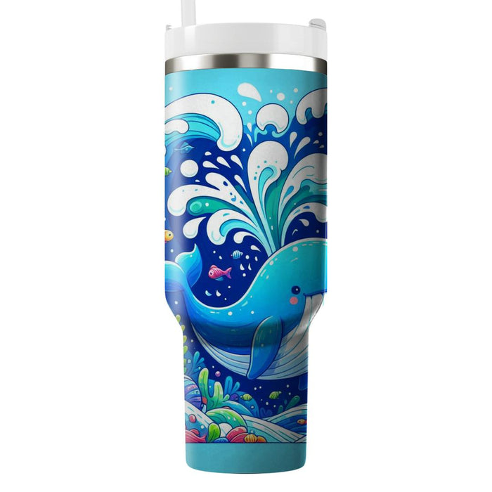 Whimsical Whale Waves  Personalized Tumblers