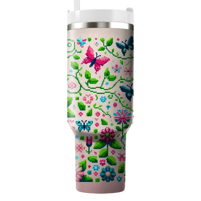 Retro Pixel Garden  Unique Tumblers