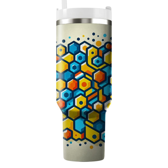 Vibrant Geometric Honeycomb  Travel Tumblers