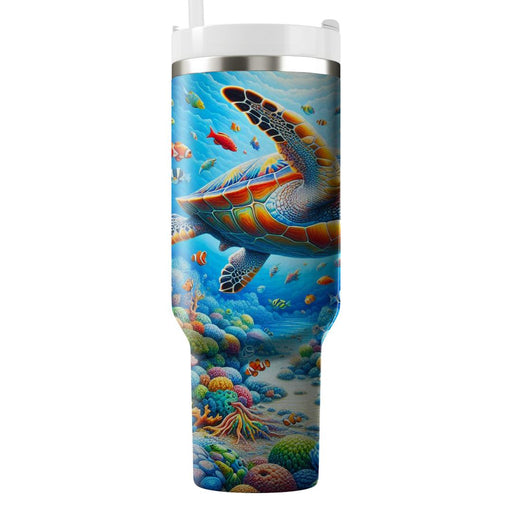 Whimsical Turtle Journey  Decorative Tumblers