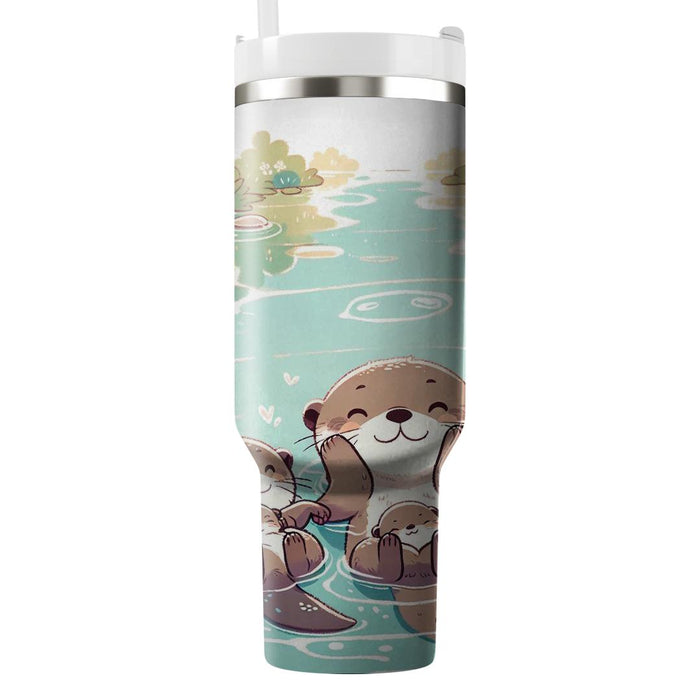 Whimsical Otter Family  Tumbler Cups