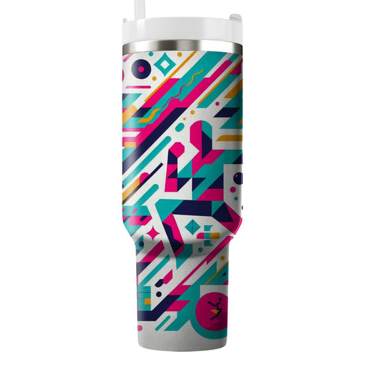 Vibrant Geometric Dance  Tumblers With Lids