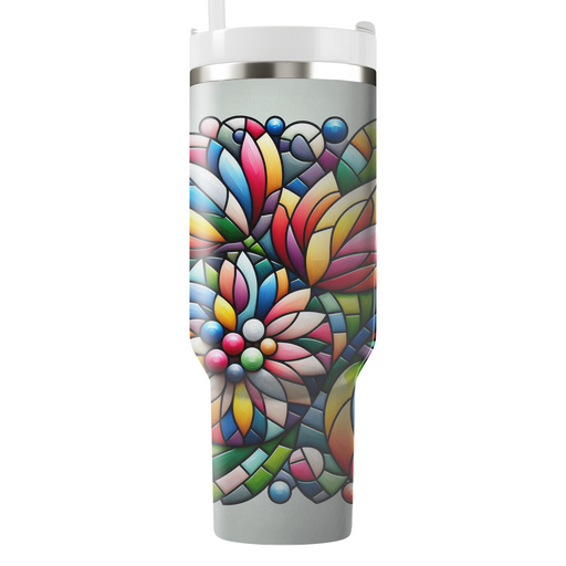 Artful Floral Mosaic  Travel Tumblers