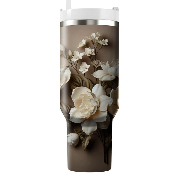 Timeless Gardenia Elegance  Unique Tumblers