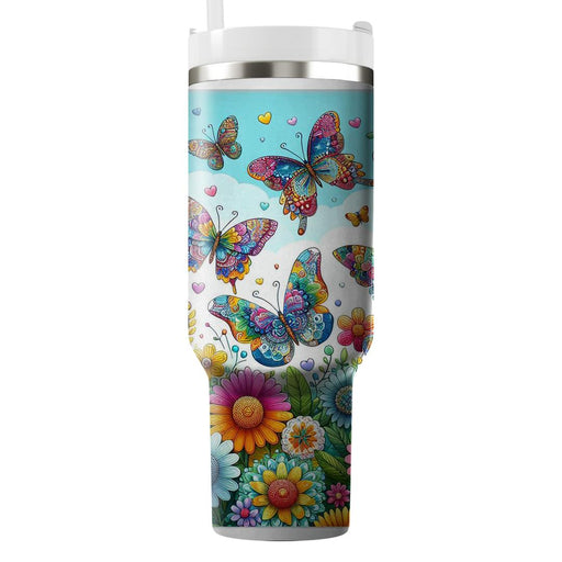 Floral Butterfly Dance  Unique Tumblers