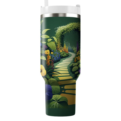 Vibrant Garden Pathway  Travel Tumblers