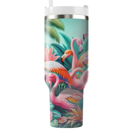 Funky Flamingo Paradise  Tumbler Cups