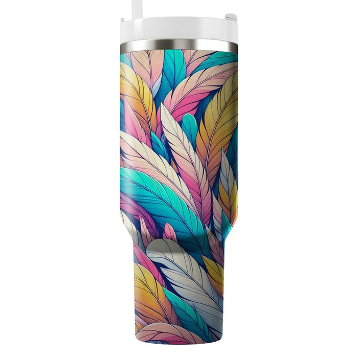 Funky Colorful Feather  Tumbler Cups