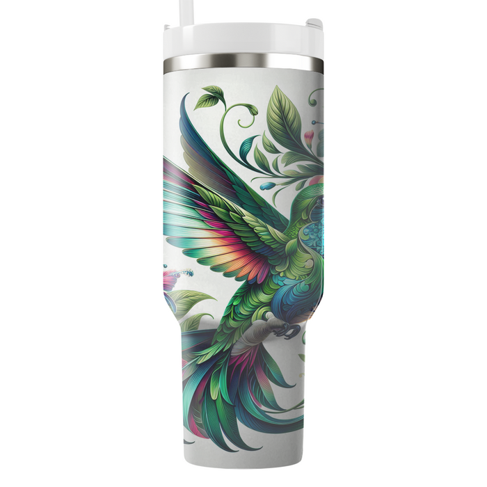 Floral Hummingbird Harmony  Tumblers With Lids