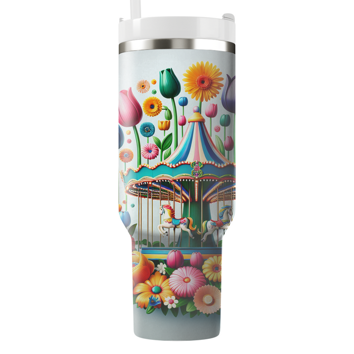 Whimsical Floral Carousel  Travel Tumblers