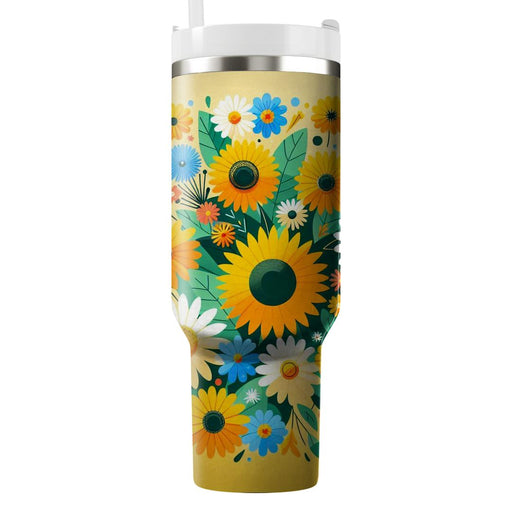 Sunny Floral Radiance  Unique Tumblers