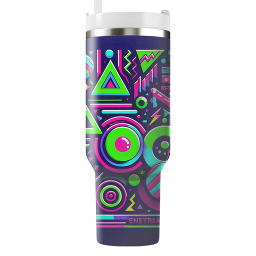 Vibrant 80s Patterns Travel Tumblers