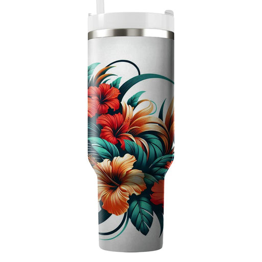 Vibrant Hibiscus Oasis  Insulated Tumblers