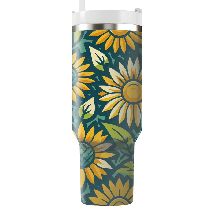 Stylized Sunflower Burst Custom Tumblers