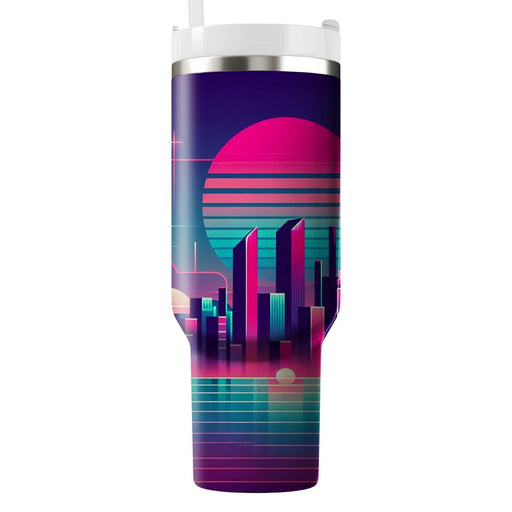 Vaporwave Retro City  Tumbler Cups