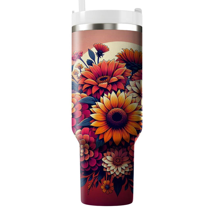 Sunset Floral Burst  Unique Tumblers