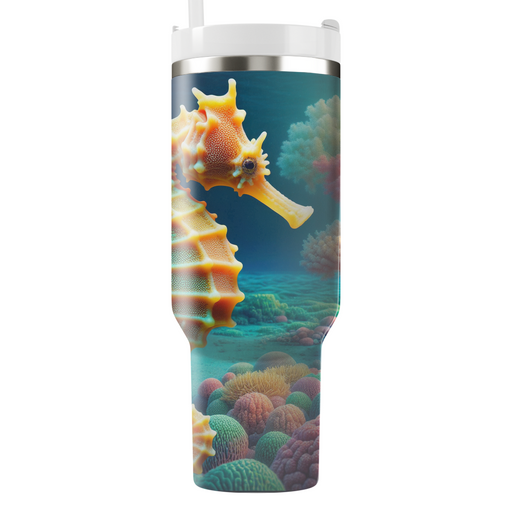 Vivid Coral Reef Seahorse  Decorative Tumblers