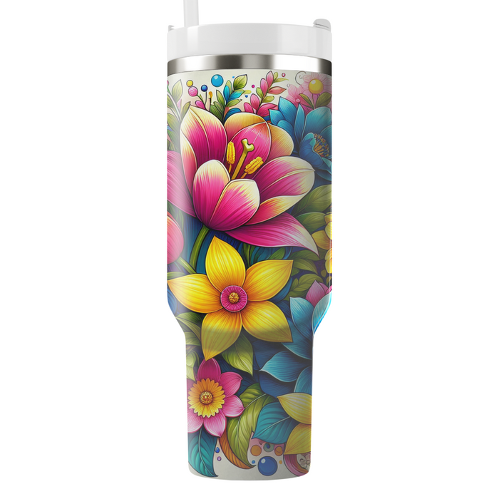 Spring Floral Burst  Personalized Tumblers