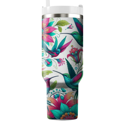 Whimsical Garden Hummingbirds  Tumblers With Lids