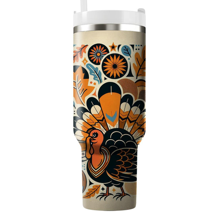 Funky Retro Thanksgiving Travel Tumblers