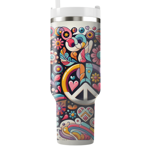 Peace And Love Symbols Travel Tumblers