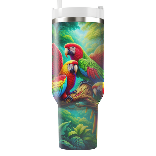 Vibrant Parrot Jungle  Tumbler Cups