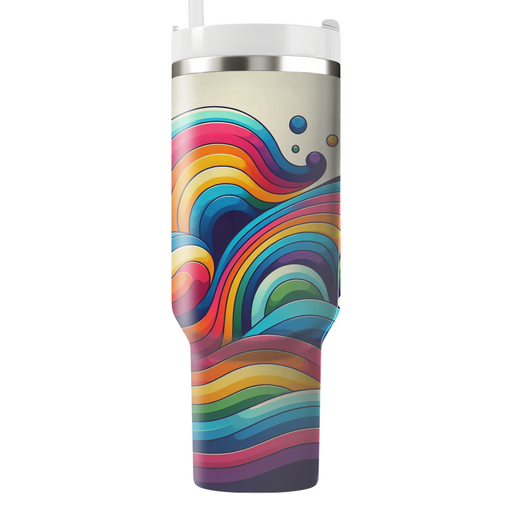 Retro Rainbow Waves  Custom Tumblers