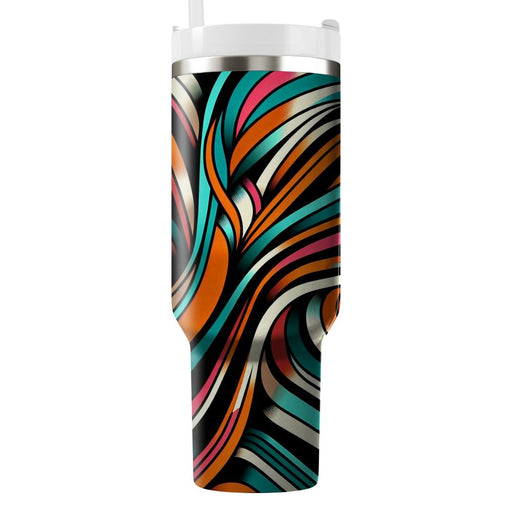 Abstract Retro Lines  Personalized Tumblers